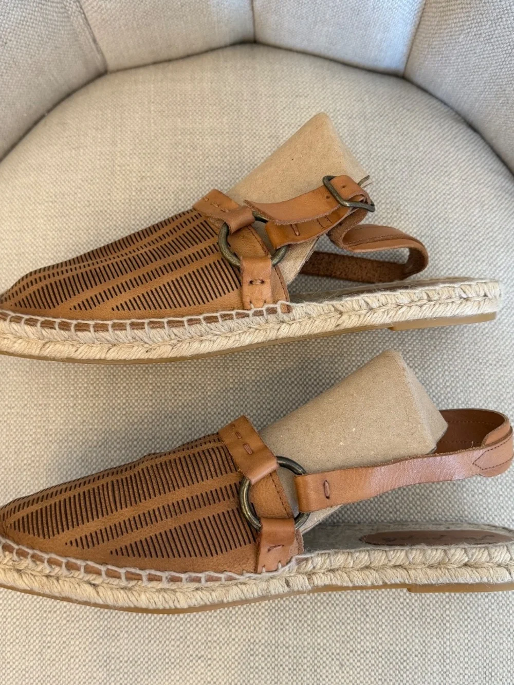 FREE PEOPLE Women’s EU41 Cabo Brown Leather Slingback Espadrille Flat Sandals